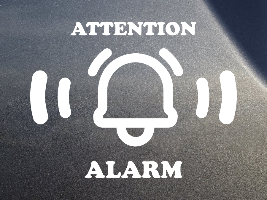 Aufkleber Attention Alarm 15 x 11,5 cm AG-0774