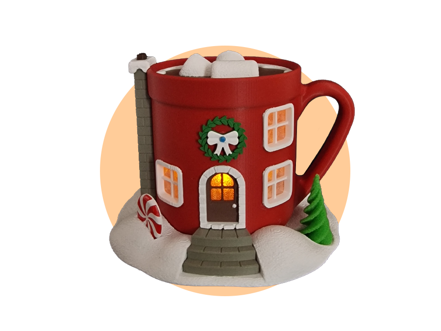 Weihnachtsfee Haus Dekoration - Stil Hot Chocolate Mug, Weihnachtsdorf inkl. LED-Teelicht 3D-0022